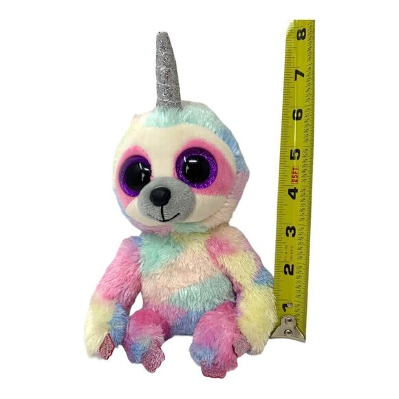 TY Beanie Boos COOPER Unicorn Sloth Glitter Eyes 6 in Boo Toy Plush Rainbow - Picture 5 of 7